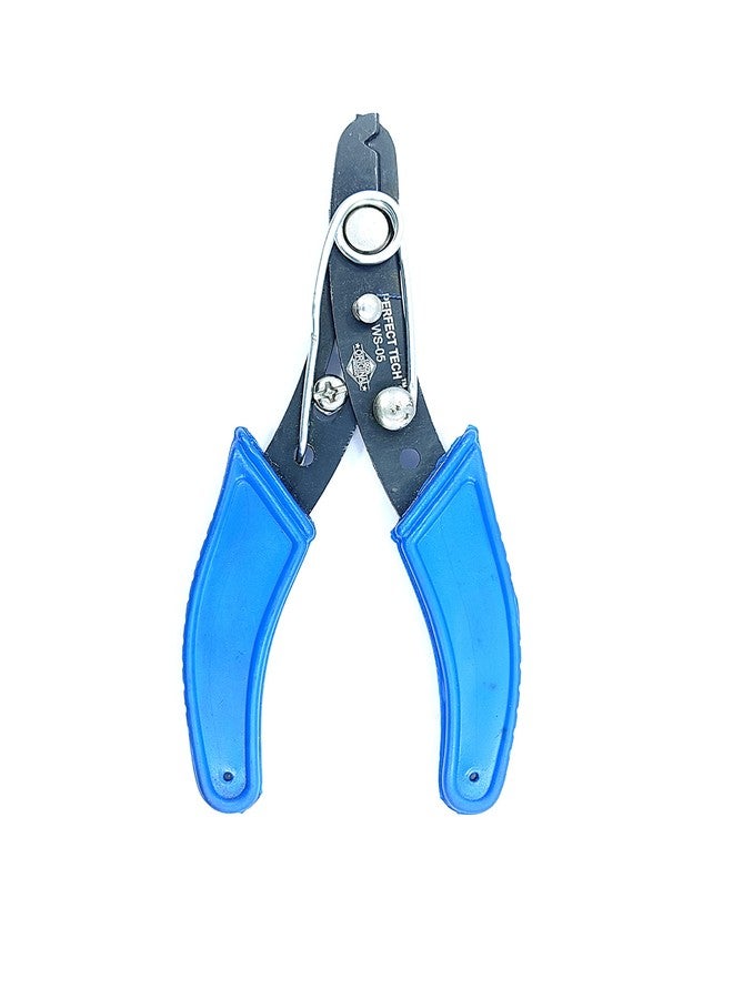 PERFECT TECH أداة تجريد الأسلاك من بيرفكت تك، 5 بوصات | كماشة تجريد الأسلاك | عازل الأسلاك | قاطع أسلاك يدوي | قاطع كابلات | متعددة الاستخدامات ومتينة | للاستخدام الاحترافي | (أزرق وأسود) (1) - Image 1